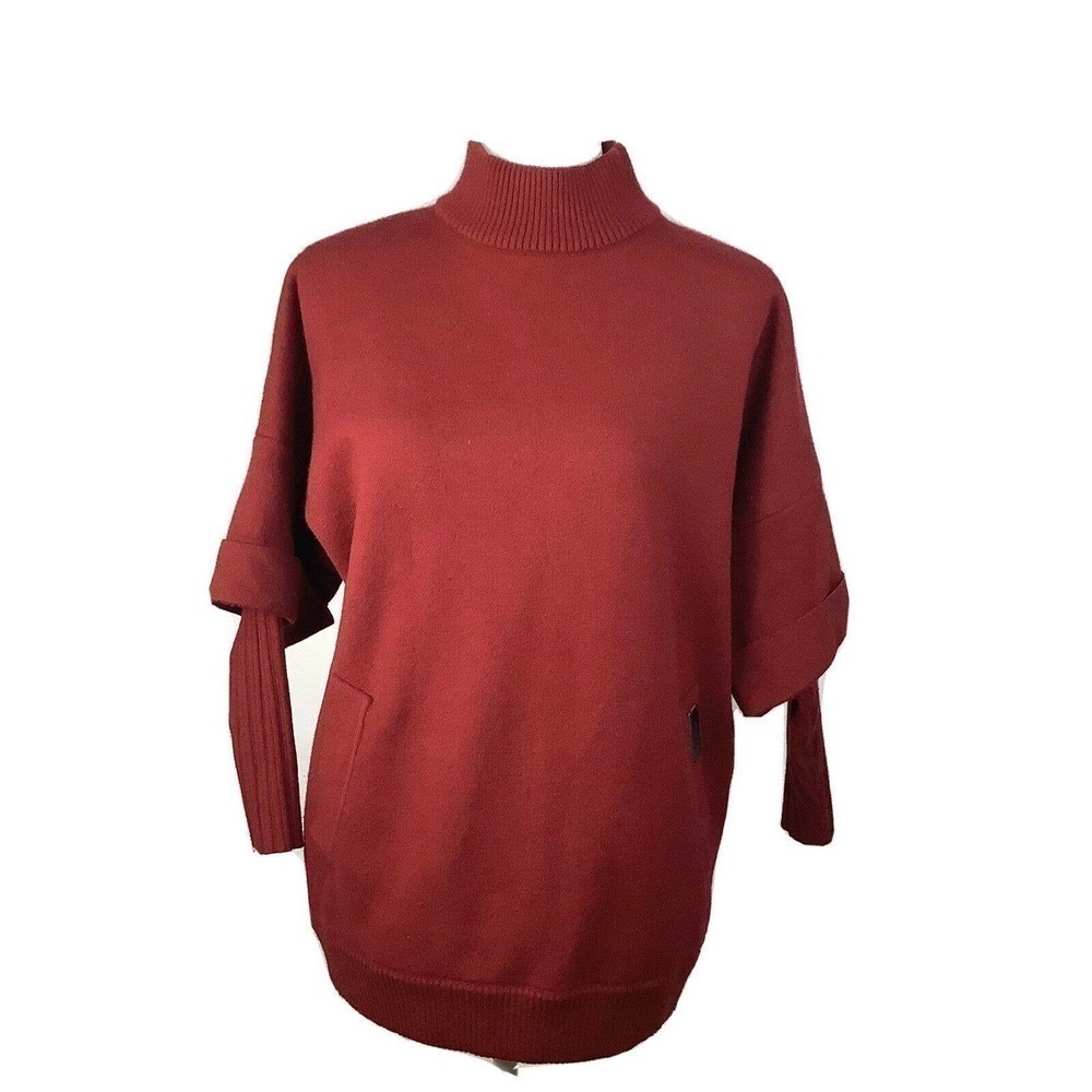 Womens Bocuse‎ d'Or Sweater Tight Knit Burgundy Long Sleeve Fits M/L Pockets